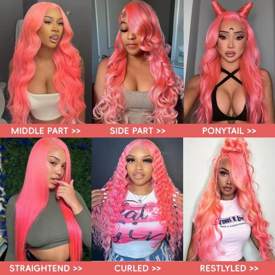 Pink Human Hair Wig Body Wave  - Body Jewelry Underwear review and price