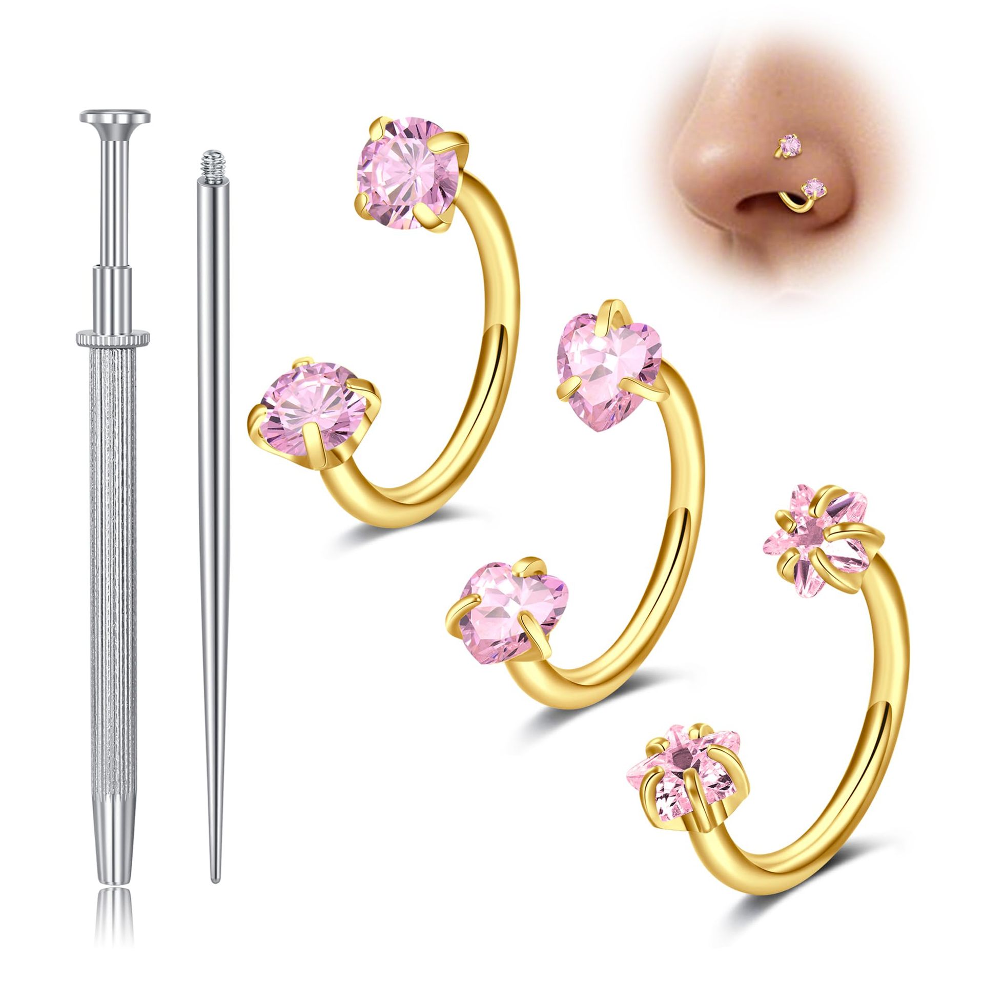 Horseshoe Nose Rings for Women - Body Jewelry Changing Kit review and price