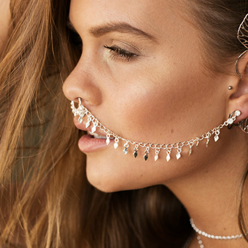 Nose Ring Chain, Hanging Disc  - Body Jewelry Indian review and price