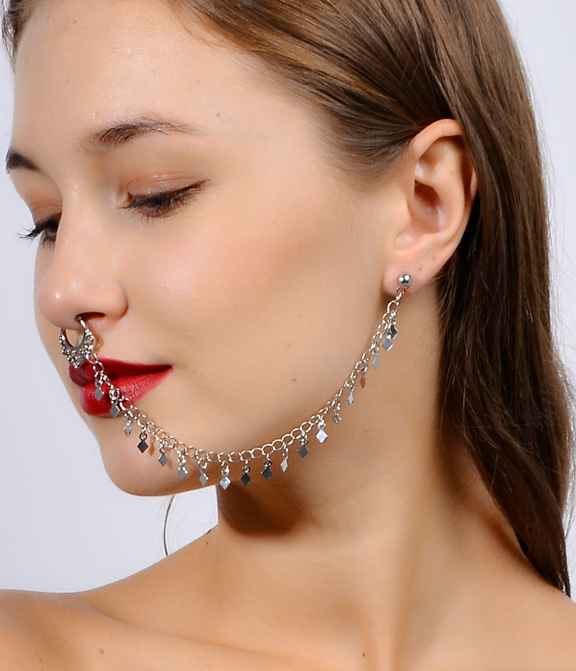 Nose Ring Chain, Hanging Disc  - Body Jewelry Indian review and price